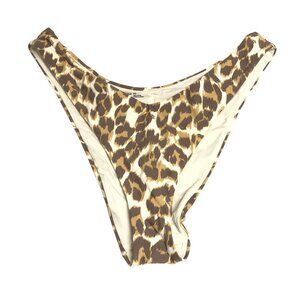 Aerie Bikini Bottom High Cut Cheeky Leopard Print Beige Ivory L